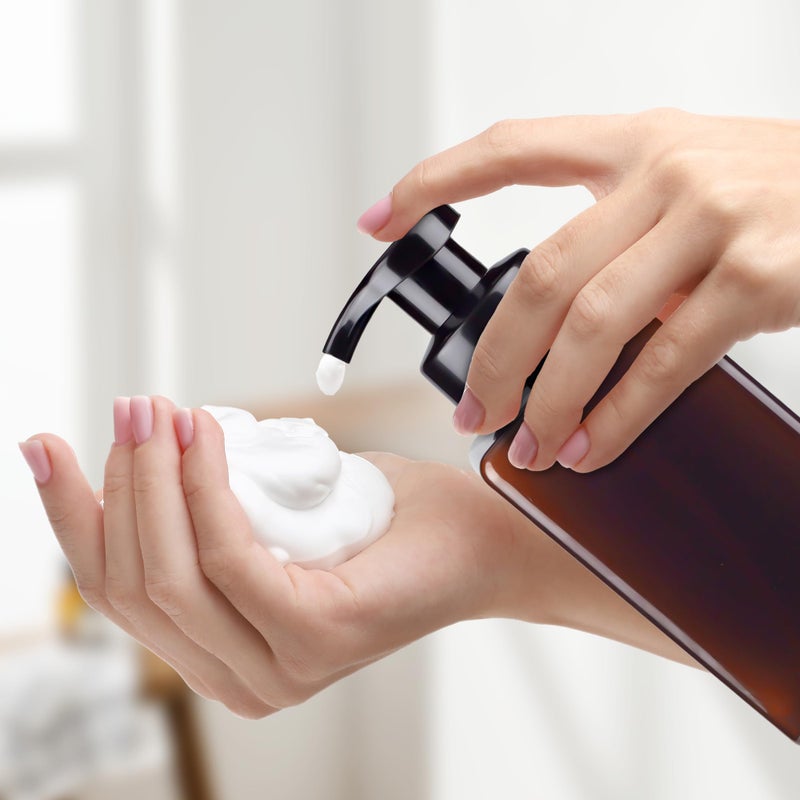 ZEJIA 15OZ Foaming Soap Dispenser, 2-Pack Plastic Hand Soap Dispenser, Refillable Leakproof Foam Pump Bottle with Waterproof Labels, for Shampoo, Body Wash - Image 3